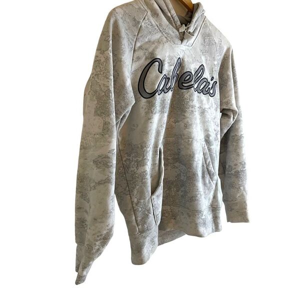 Cabela's Light Grey Camo Embroidered Long Sleeve Hoodie Size Small - Picture 2 of 5